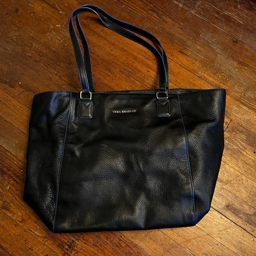 Vera Bradley Navy Leather Tote